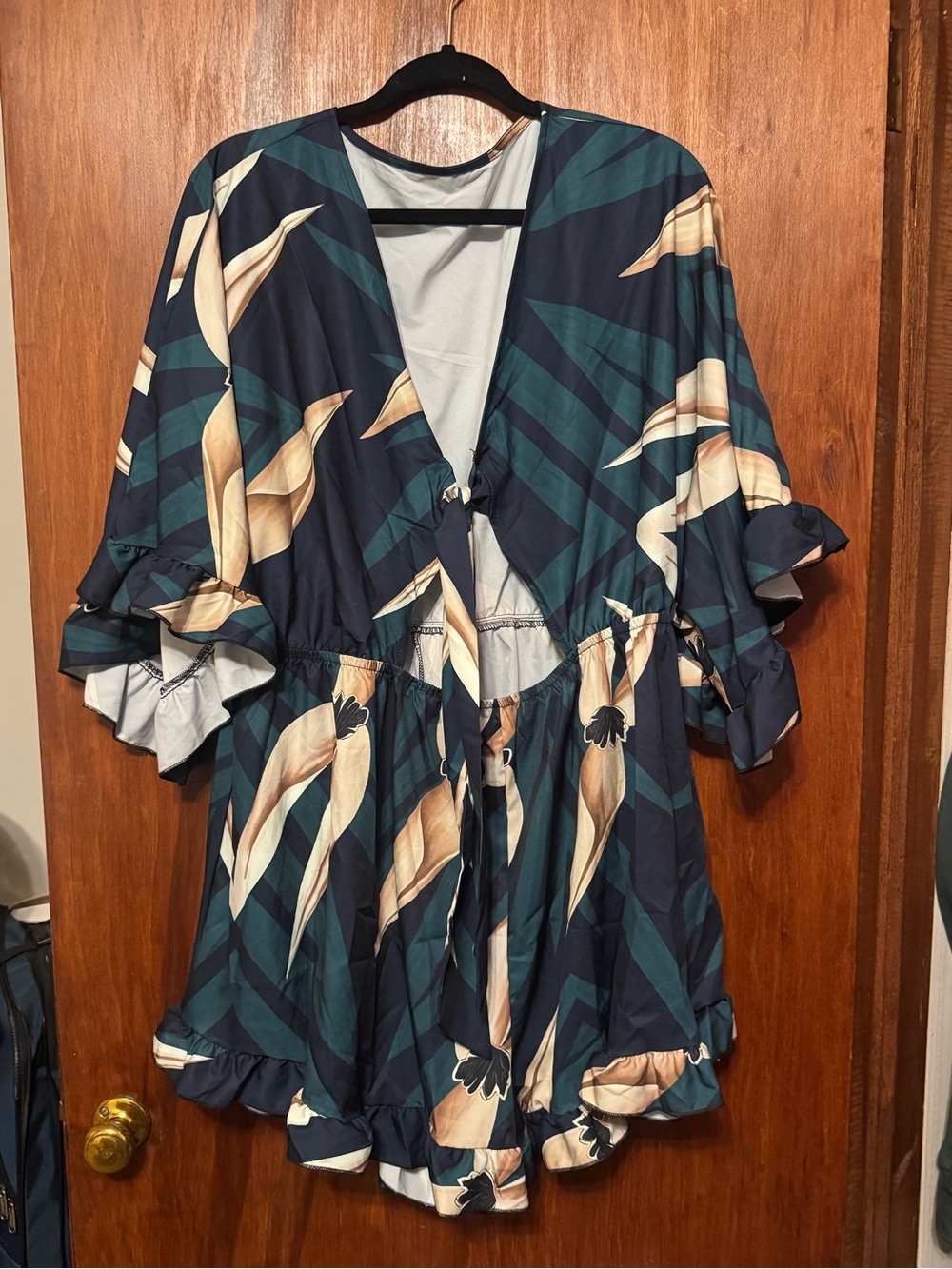 Women’s Plus Size Floral Tie Front Boho Romper 3XL